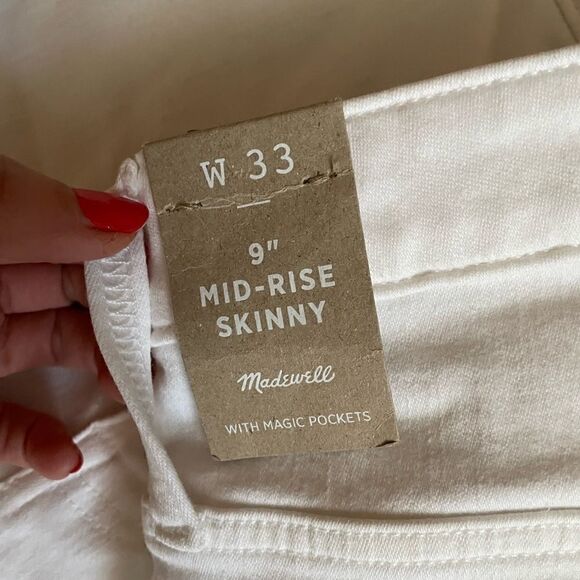 Madewell 9” Mid-Rise Skinny Jeans in Pure White size W 33 NWT - Picture 3 of 12
